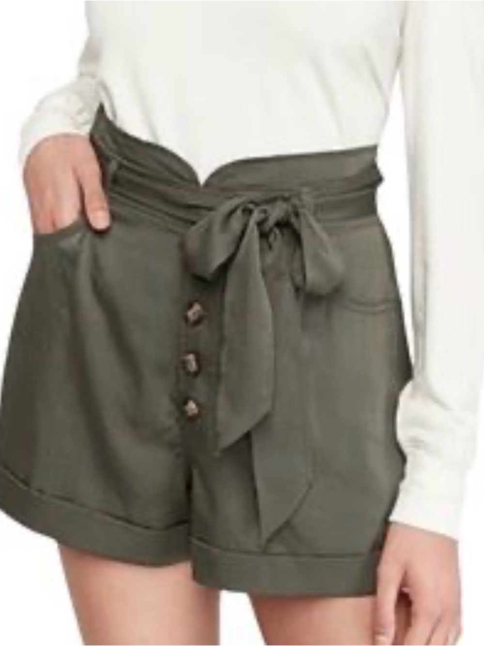 NWT express xs high waisted sorty shorts- Olive